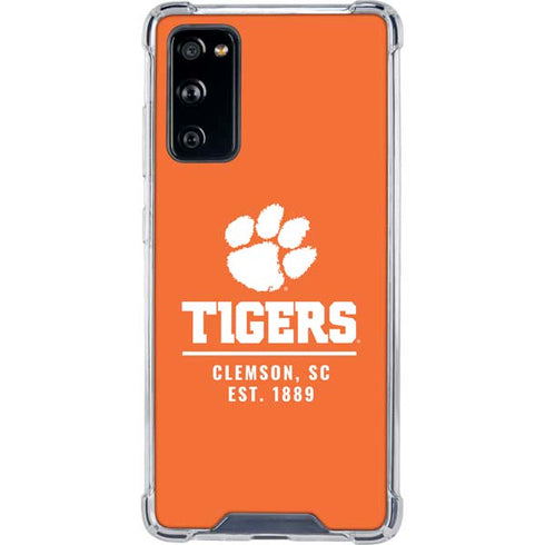 Clemson University Tigers Est 1889 Orange Galaxy S20 FE Clear Case